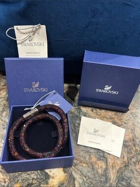 Swarovski Dark Multi-Color Crystals Stardust Double Wrap Bracelet